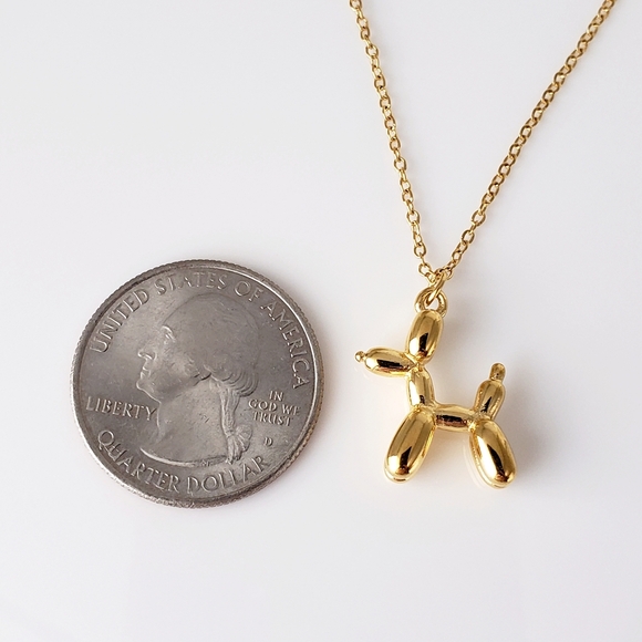 NEW Gold Balloon Animal Puppy Dog Necklace - Picture 5 of 9